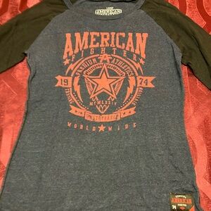 EUC American Fighter Blue and Black 3/4  Sleeve Shirt